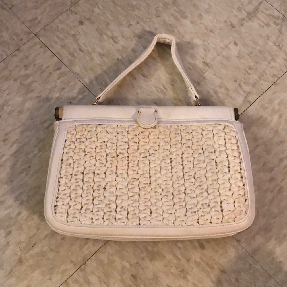 Vintage white recycle clutch
